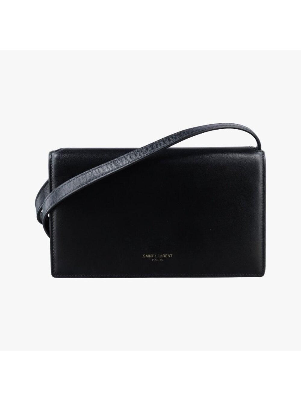 Saint Laurent Classic Simple Logo Black Leather